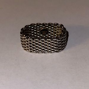 Tiffany & Co. Somerset Mesh Ring .925 Sterling Silver Size 7.5